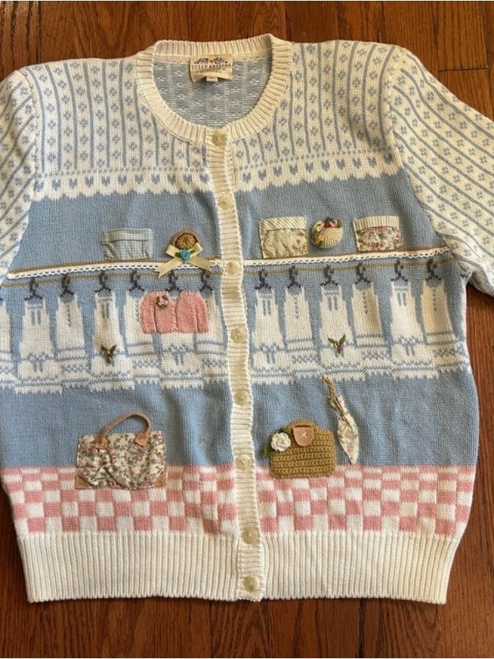 Vintage Rare Susan Bristol Hand Embroidered Novelty Cottagecore Cardigan L - Picture 8 of 8